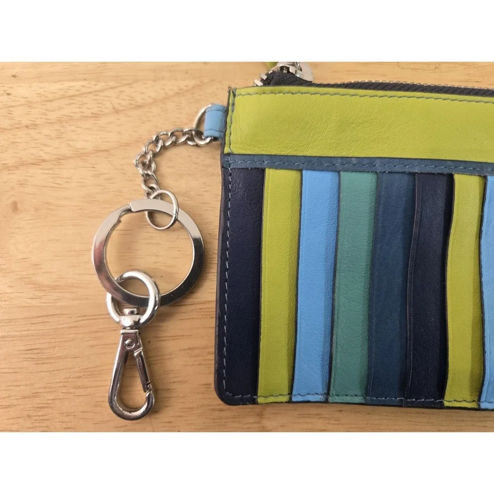 ILI New York‎ Genuine Leather Keychain Zip ID Card Case With RFID